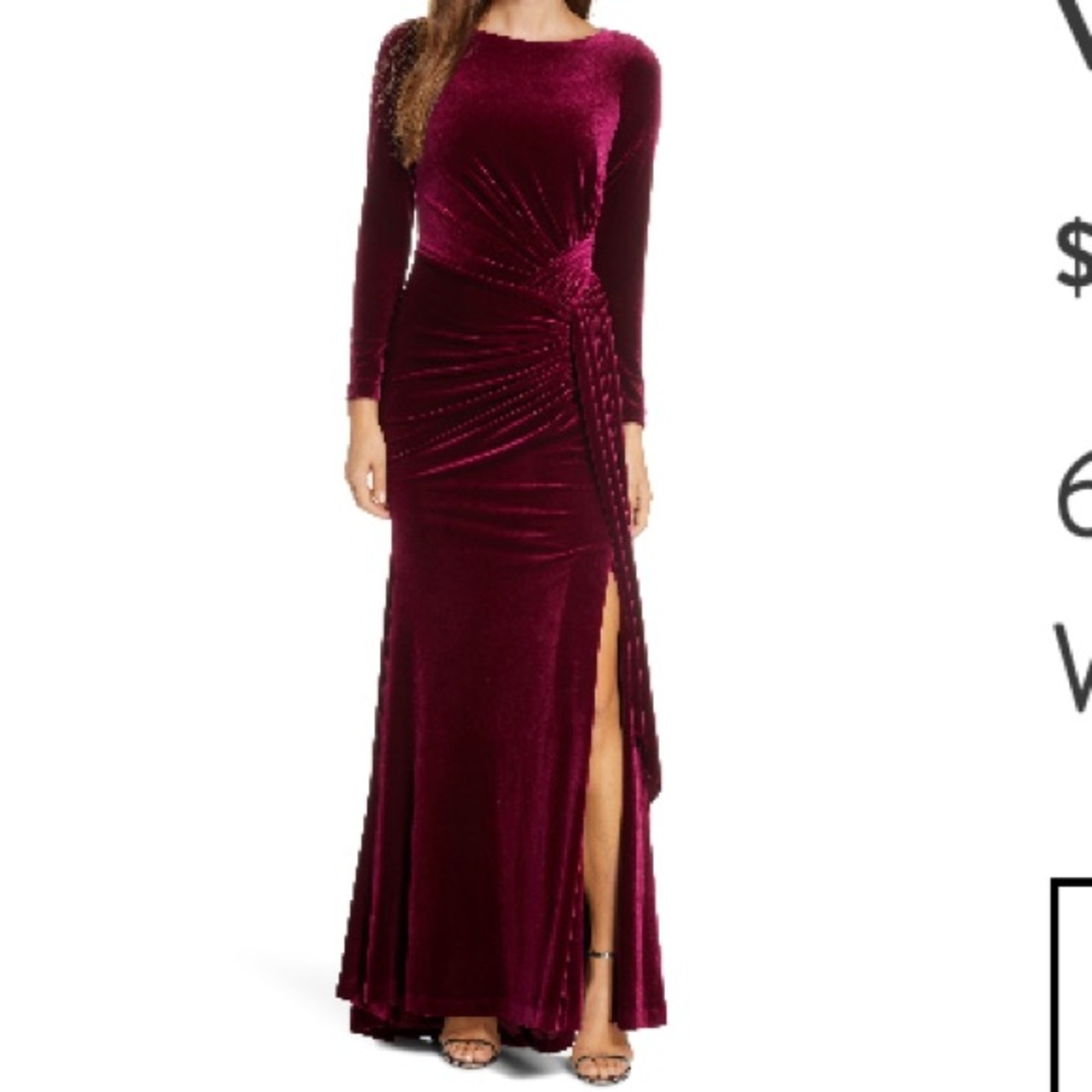 Maroon velvet formal dress